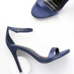 Loveliness Navy Blue Satin Ankle Strap Heels